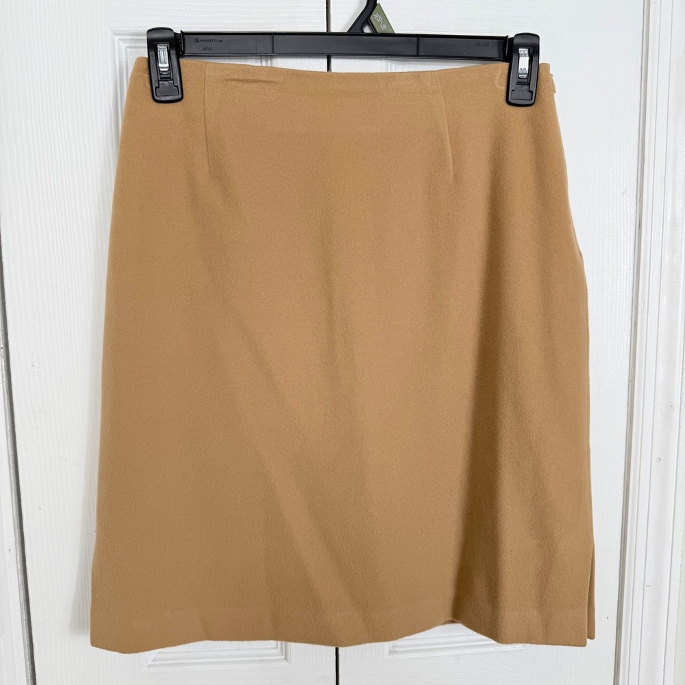 Tribal Lambswool Cashmere Blend Skirt 10 Camel Tan Minimalist Quiet Luxury